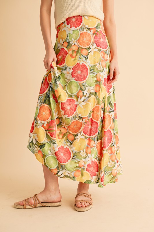 Aemi + Co Fruit Print Maxi Skirt