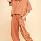 Davi & Dani Flowy Top and Elastic Waist Band Pants Set Pant Sets
