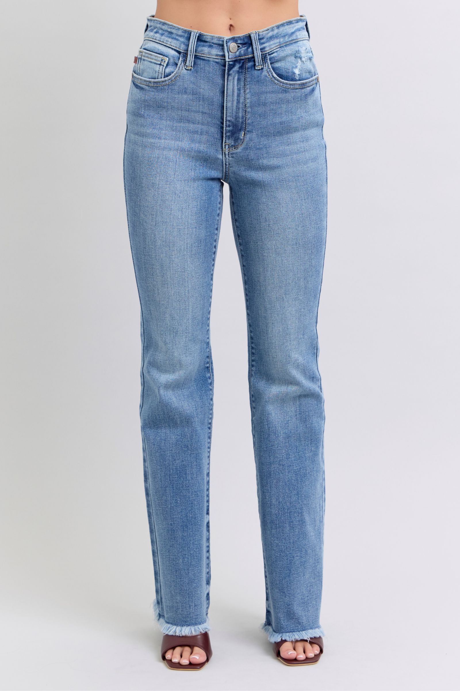 Judy Blue Full Size Raw Hem High Rise Bootcut Jeans Jeans