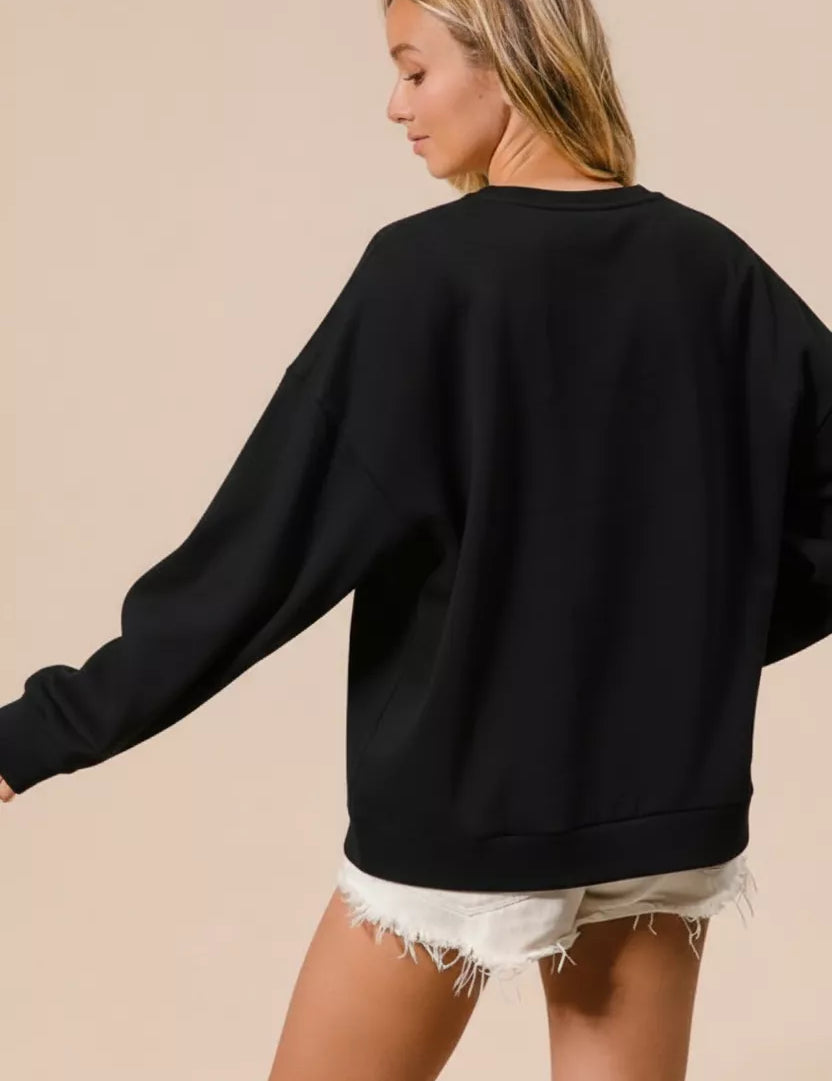 BiBi Plaid Merry Lettering Christmas Fleece Sweatshirt | Sweatshirts Daverri Fashions