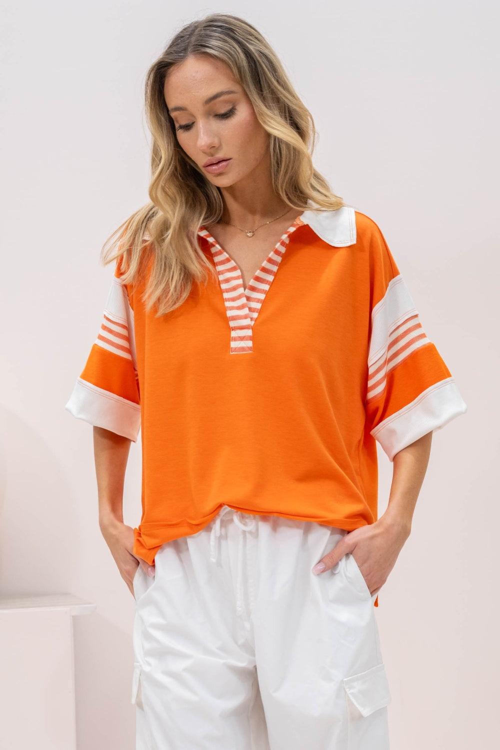 Contrast Striped Polo Shirt Shirts & Tops