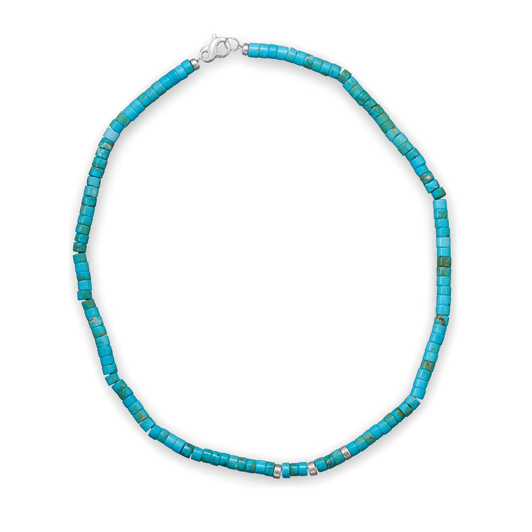 21" Reconstituted Turquoise Heshi Bead Necklace Default Title Necklaces