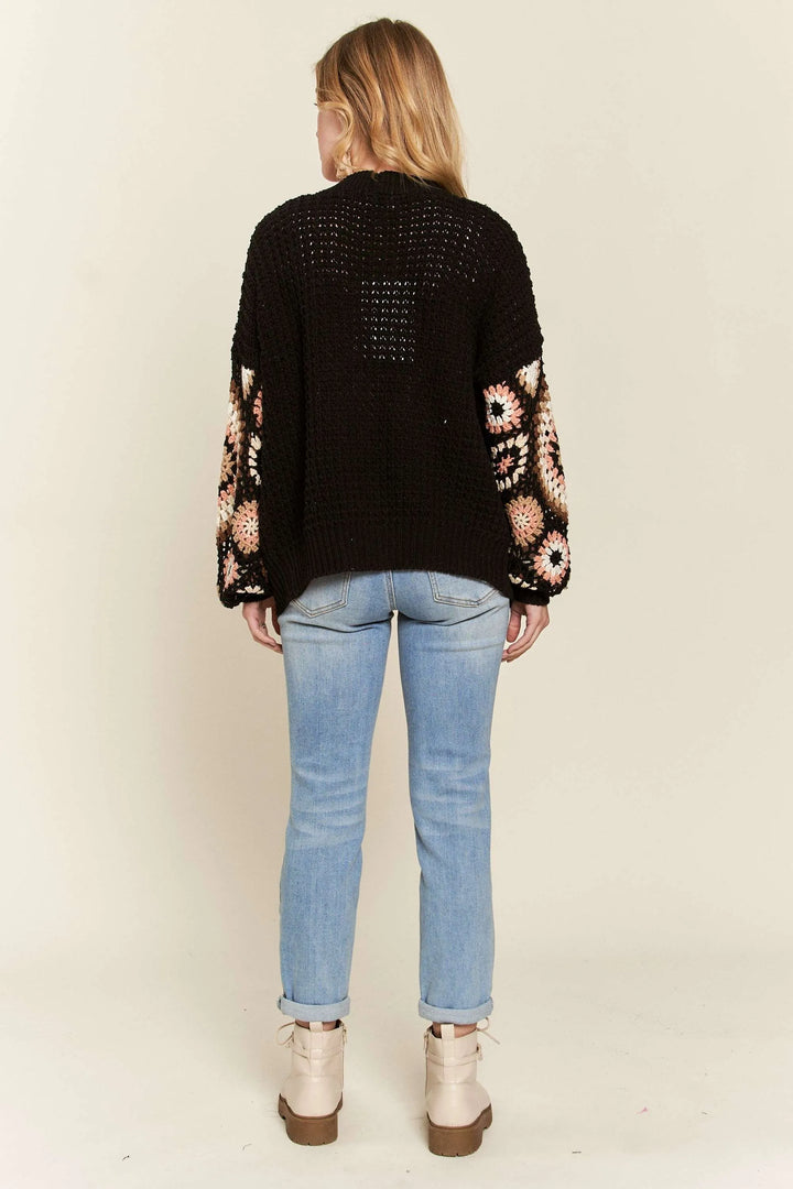 ADORA Multi Color Sleeve Crochet Cardigan Cardigans