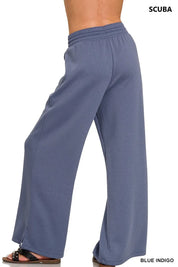 Zenana Scuba Drawstring Pants Blue Indigo | Loungewear Bottoms Daverri Fashions