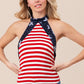 BiBi Stripe Jersey with Star Halter Neck with Tie Back Tops