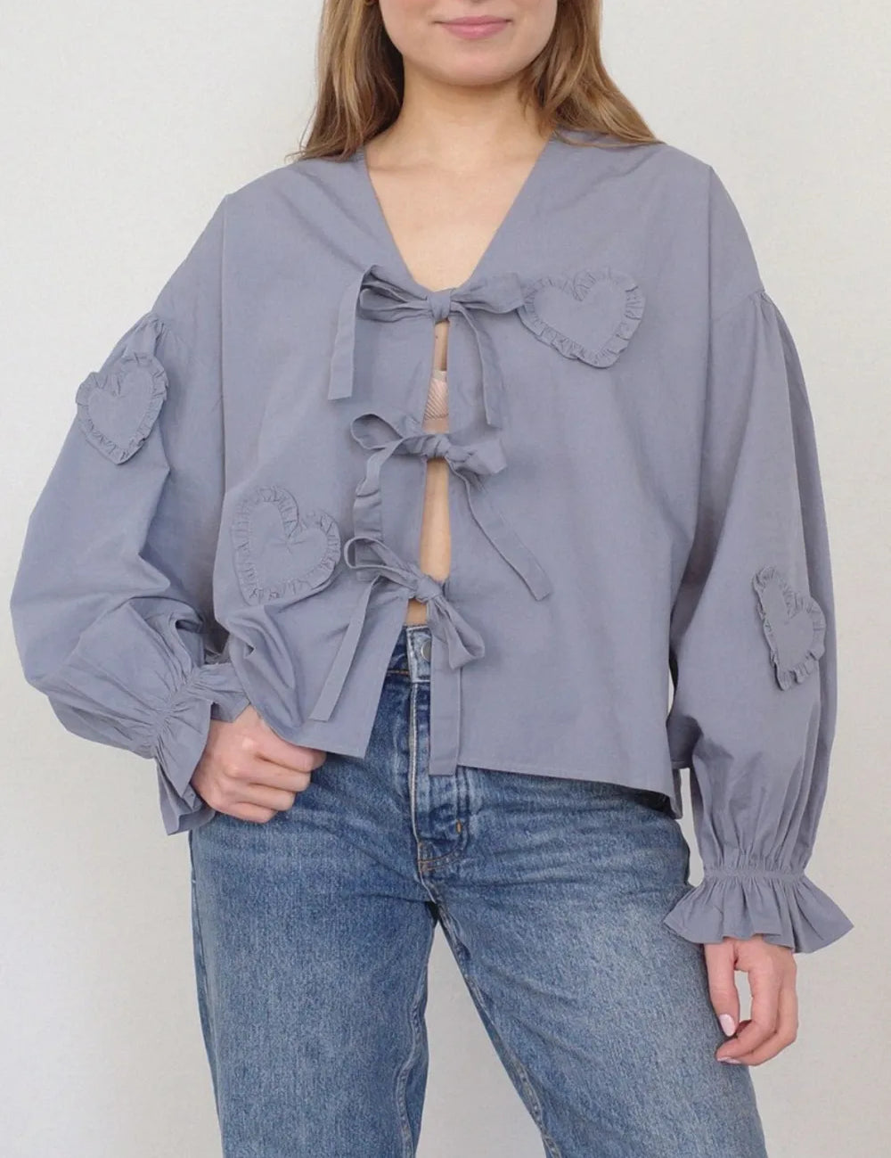 Lavender Tied Flounce Sleeve Blouse | Blouses Daverri Fashions