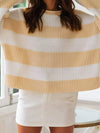 Cozy ribbed knit plus size striped sweater by Daverri Fashions