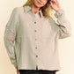 Davi & Dani Crochet Sleeve Crinkled Texture Shirt - DAVERRI FASHIONS