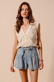 SO ME Flared Denim Shorts with Elasticized Waist | Denim Shorts Daverri Fashions