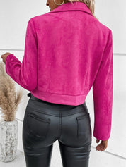 Zip Up Suede Cropped Moto Jacket | Jackets Daverri Fashions