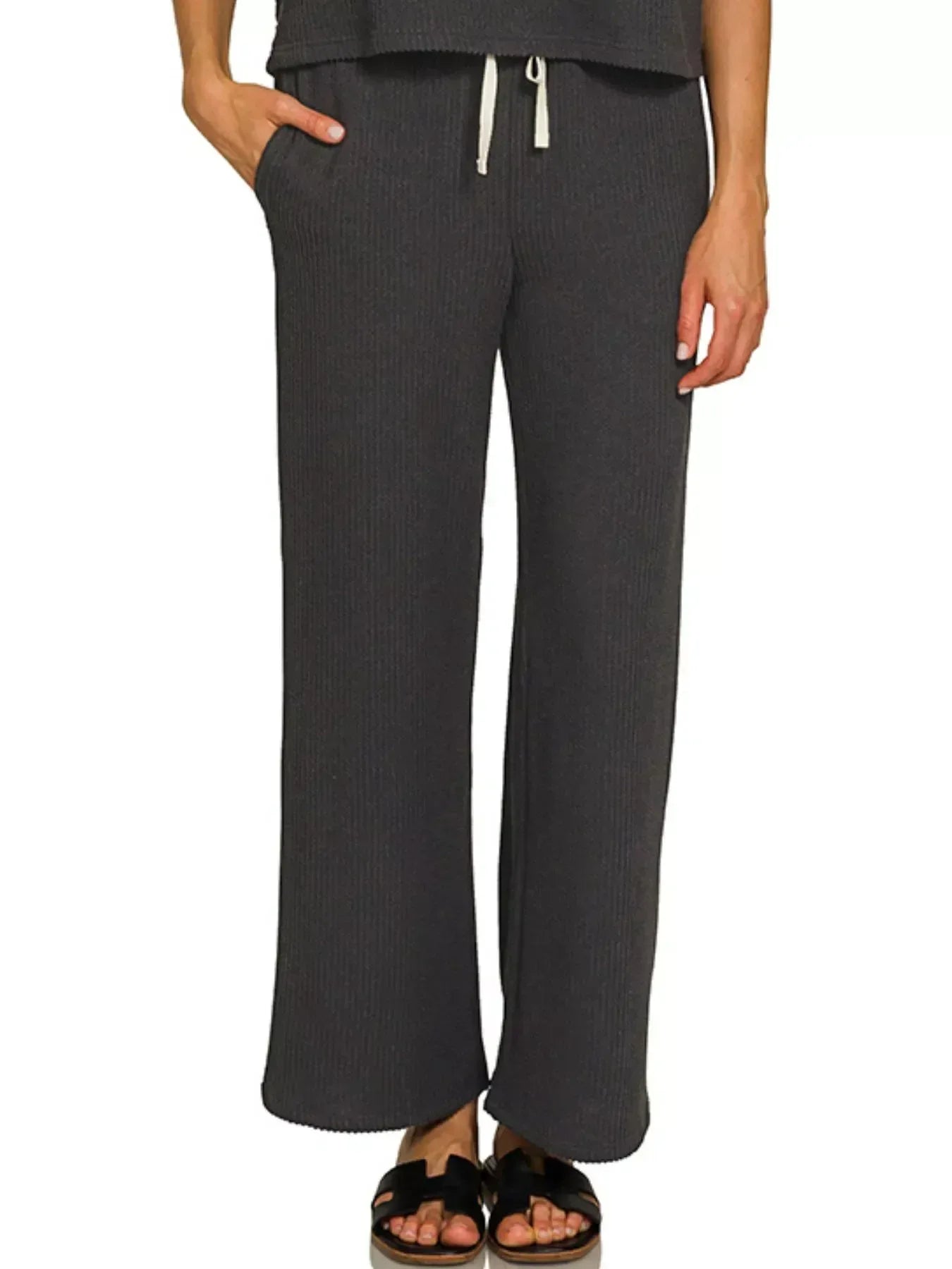 Zenana Raised Rib Short Sleeve Tee & Pants Set - DAVERRI FASHIONS