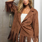 BiBi Single Blazer with Fringed Hem - DAVERRI FASHIONS