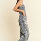 Davi & Dani Leopard Spaghetti Straps Wide Leg Jumpsuit Jumpsuits