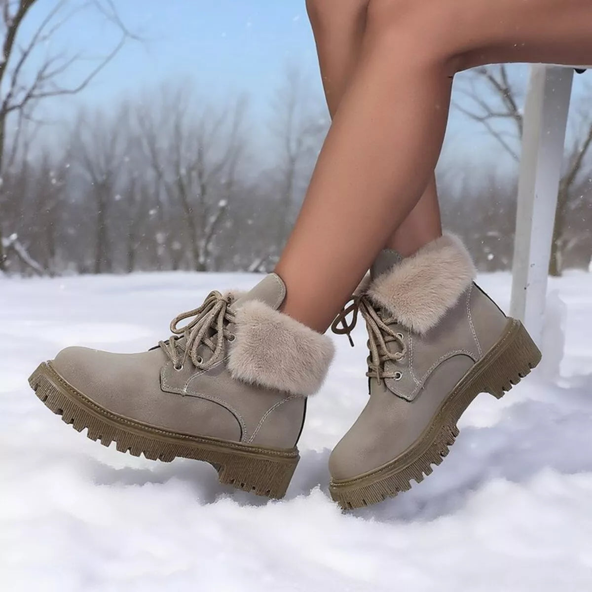 Lace Up Round Toe Block Heels Boots | Boots Daverri Fashions