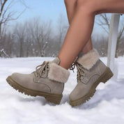Lace Up Round Toe Block Heels Boots | Boots Daverri Fashions