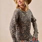 BiBi Leopard Print Washed Waffle Thermal Top with Thumb - DAVERRI FASHIONS