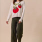 SO ME Vegetable Round Neck Long Sleeve Sweater - DAVERRI FASHIONS