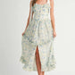 MABLE Floral Printed Shoulder Strap Midi Dress