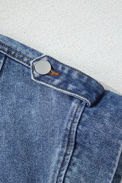 Button Up Cap Sleeve Denim Jacket | Denim Jacket Daverri Fashions