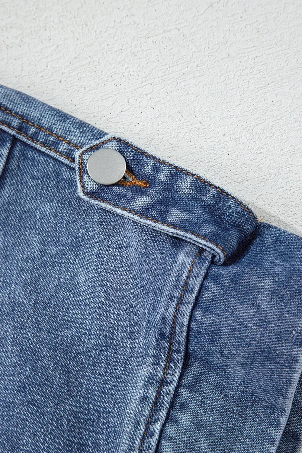 Button Up Cap Sleeve Denim Jacket - DAVERRI FASHIONS