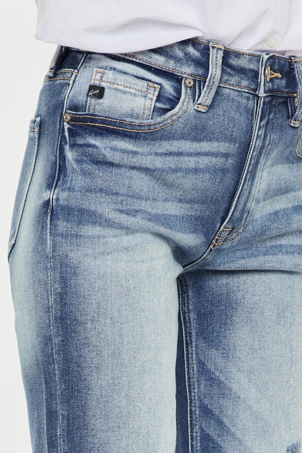 Kancan High Rise Cuffed Straight Jeans | Daverri Fashions