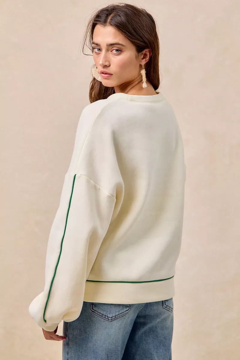 BiBi Cactus Embroidered Fleece Sweatshirt | Daverri Fashions