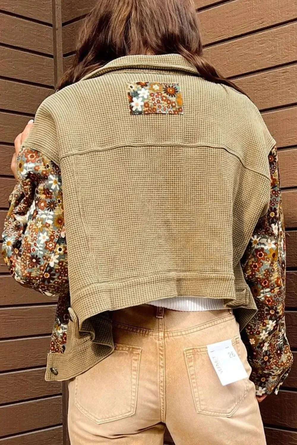 Printed Collared Neck Long Sleeve Jacket - DAVERRI FASHIONS