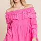 Lime 'N' Chili Ruffled Trumpet Sleeve Off-The-Shoulder Top - DAVERRI FASHIONS