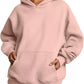 Soft blush pink oversized kangaroo pocket long sleeve hoodie