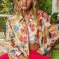 POL Floral Print Button Down Long Sleeve Shirt - DAVERRI FASHIONS