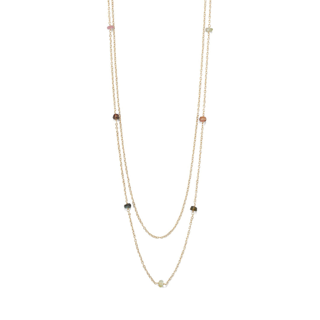 Two Strand 14 Karat Gold Plated Tourmaline Necklace Default Title Necklaces