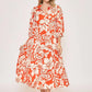 Umgee Floral Print Tiered Midi Dress TOMATO Midi Dresses