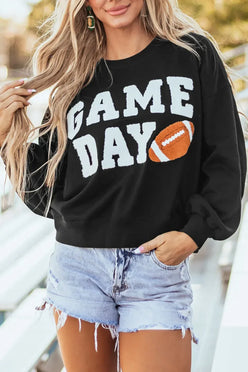 GAME DAY Round Neck Long Sleeve Sweatshirt - DAVERRI FASHIONS