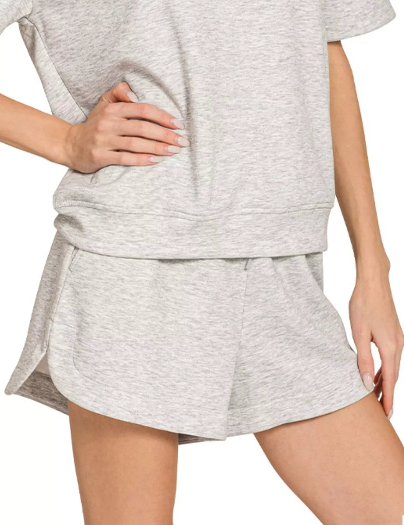 Zenana Scuba Short Sleeve Top & Shorts Set | Loungewear Sets Daverri Fashions