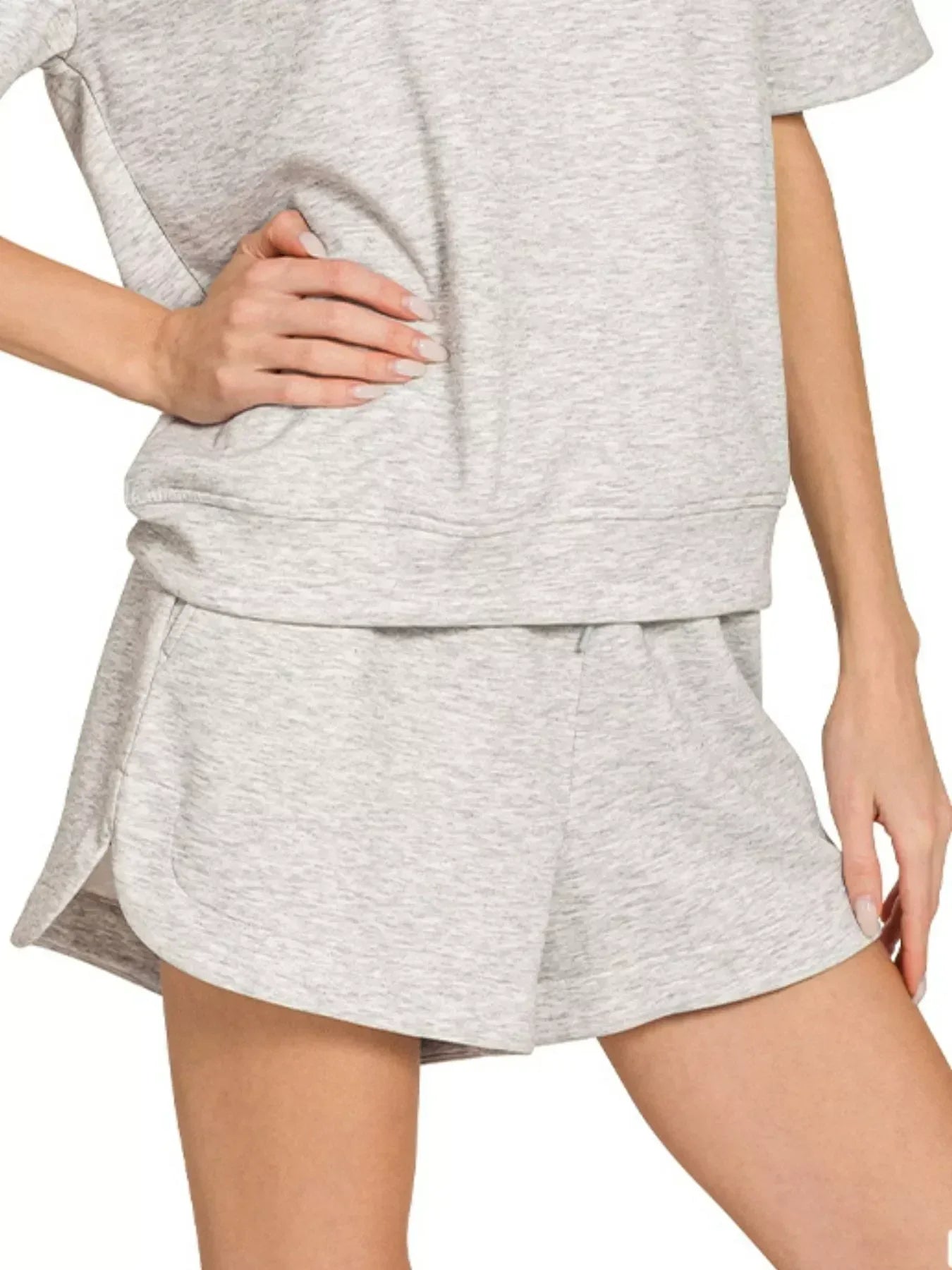 Zenana Scuba Short Sleeve Top & Shorts Set - DAVERRI FASHIONS