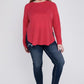 Plus Melange Baby Waffle Long Sleeve Top Plus Tops