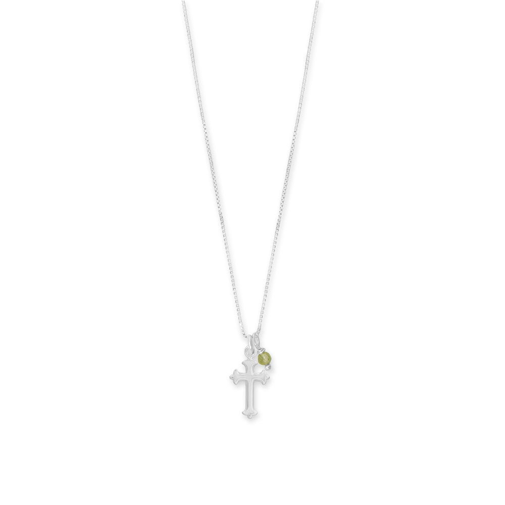 Birthstone and Ornate Cross Charm Necklace Necklaces