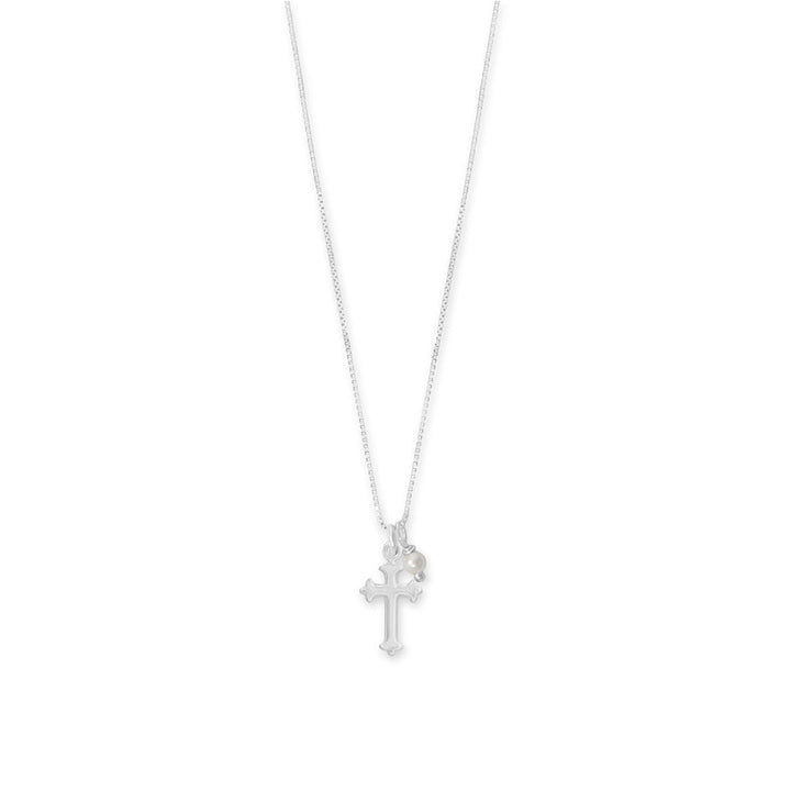 Birthstone and Ornate Cross Charm Necklace Necklaces