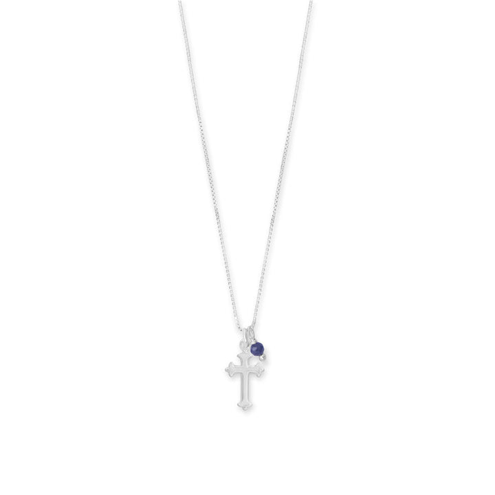 Birthstone and Ornate Cross Charm Necklace Necklaces