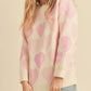 Heart Ribbed Hem Long Sleeve Sweater - DAVERRI FASHIONS