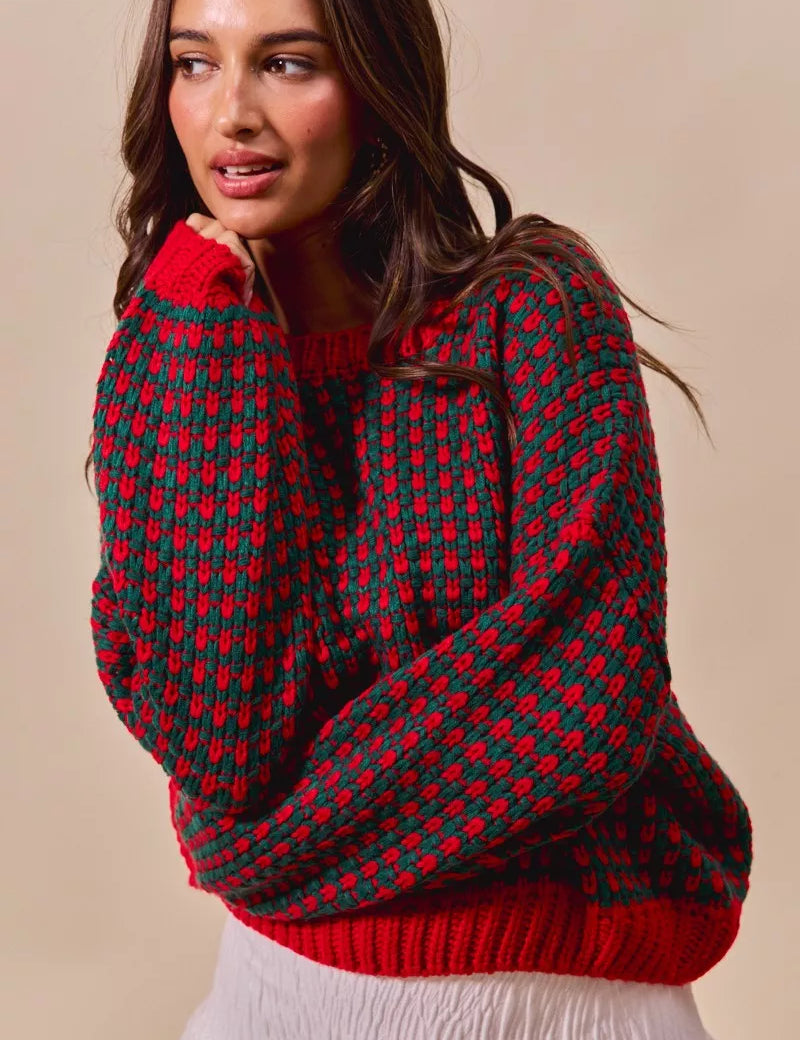 SO ME Textured Two Tone Sweater | Sweaters Daverri Fashions