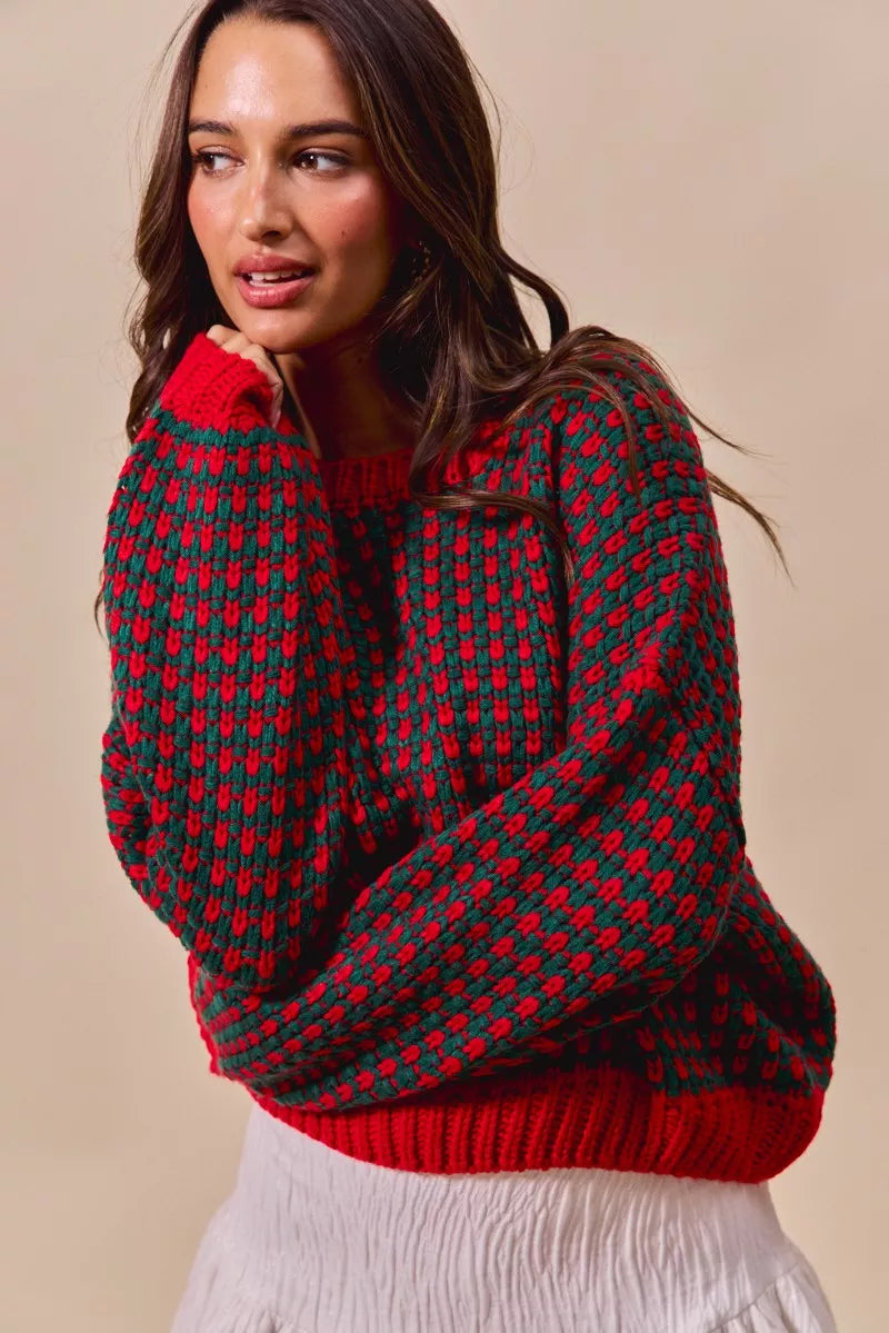 SO ME Textured Two Tone Sweater | Sweaters Daverri Fashions