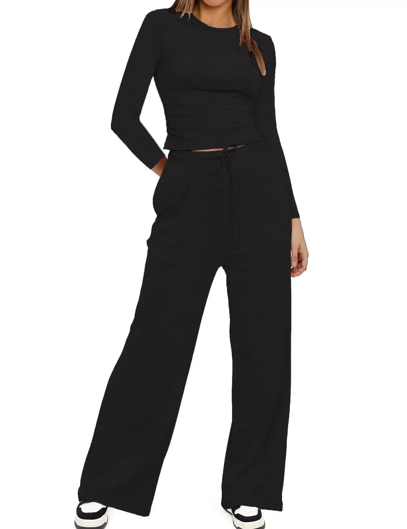 Daverri Fashions Full Size Casual Long Sleeve Top and Pants Set Plus Size - DAVERRI FASHIONS