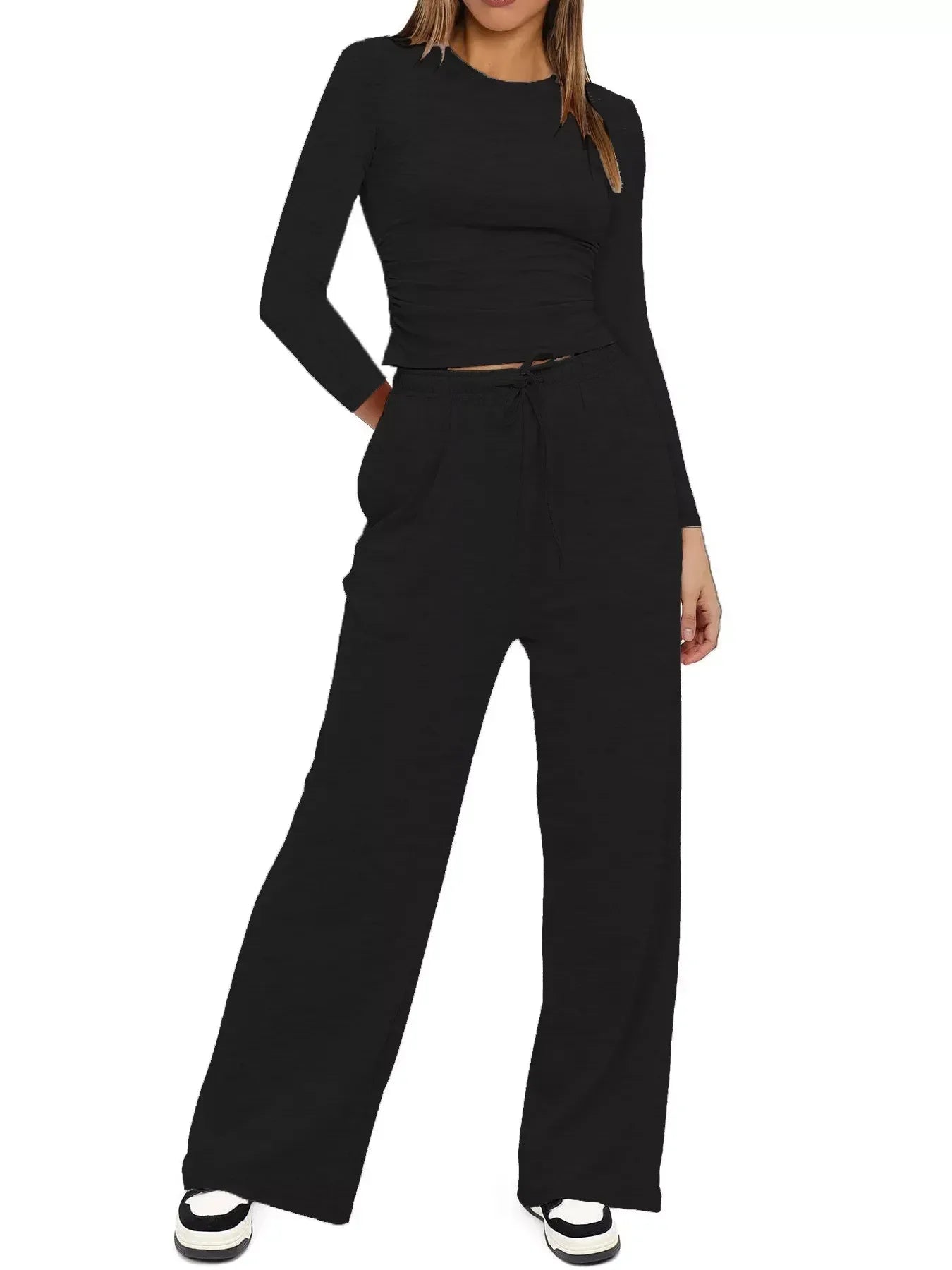 Daverri Fashions Full Size Casual Long Sleeve Top and Pants Set Plus Size - DAVERRI FASHIONS