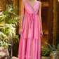Daverri printed surplice maxi cami dress in vibrant pink stripes
