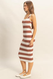 HYFVE Striped Scoop Neck Wide Strap Knit Dress | Tank Dresses Daverri Fashions