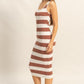HYFVE Striped Scoop Neck Wide Strap Knit Dress Tank Dresses