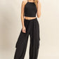 HYFVE Crop Top and Cargo Pants Set BLACK M Outfit Sets