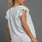 Umgee Full Size V-Neck Double Layered Ruffle Sleeve Blouse Plus Size Blouses