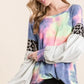 BiBi Tie Dye Terry Top with Contrast Puff Sleeves - DAVERRI FASHIONS
